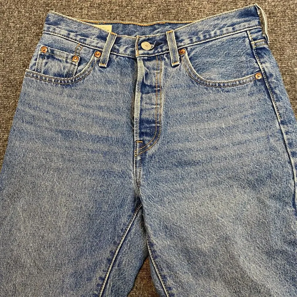 Levi's 501 Button Fly Straight Leg Medium Wash Jeans 25x26 100% Cotton